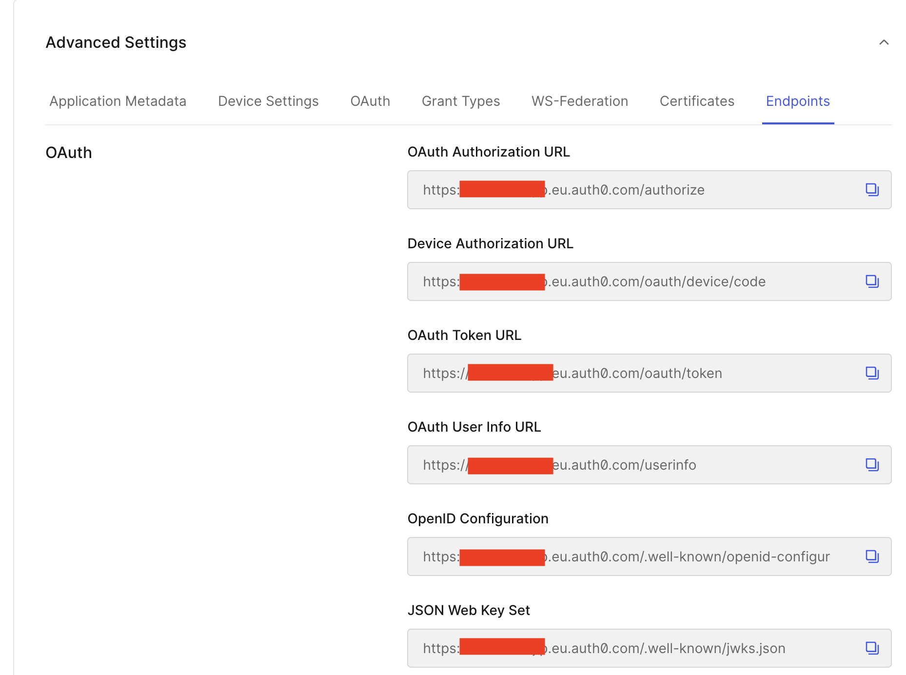 Auth0 endpoints