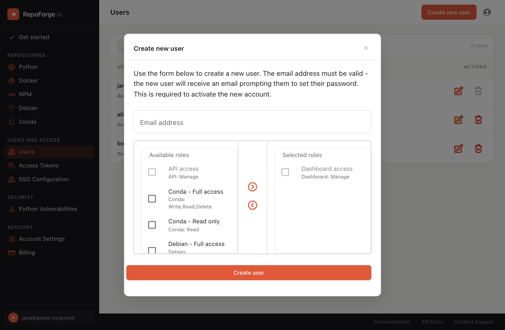 Creating a user
